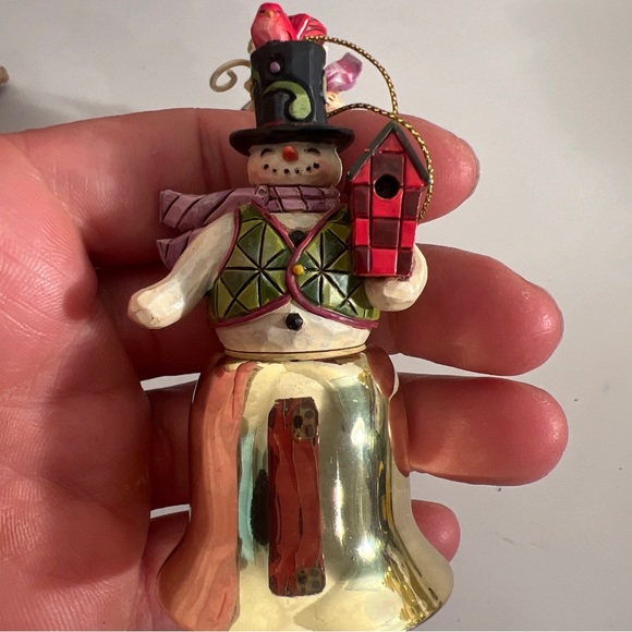 A Lot Of 2 2009/2010Jim Shore Snowman Christmas Hanging Gold Bell Ornament RARE - Picture 9 of 15